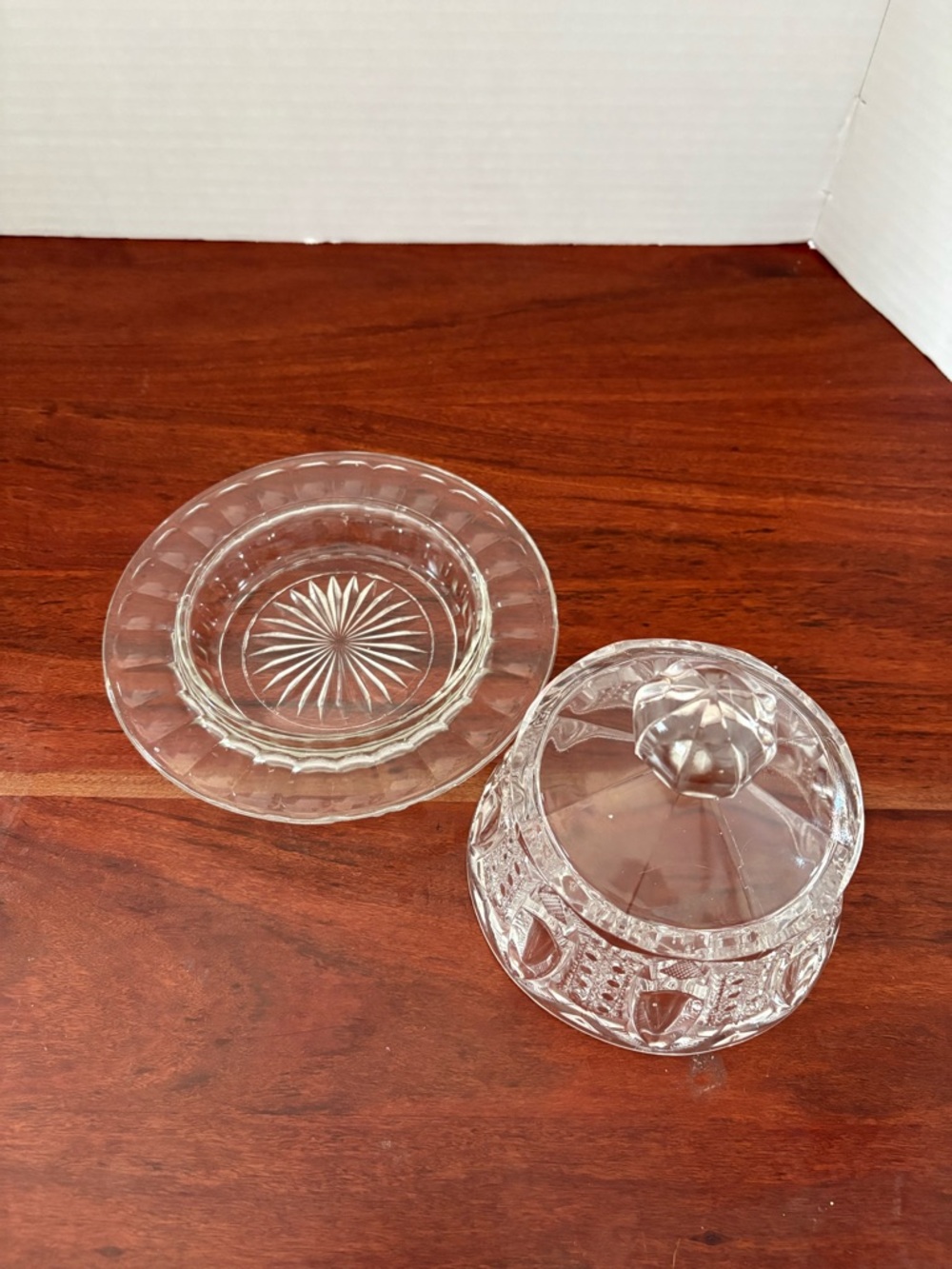 EAPG McKee Glass & Co. Quintec Clear Press Cut Covered Butter Dish & Lid - Picture 4 of 9